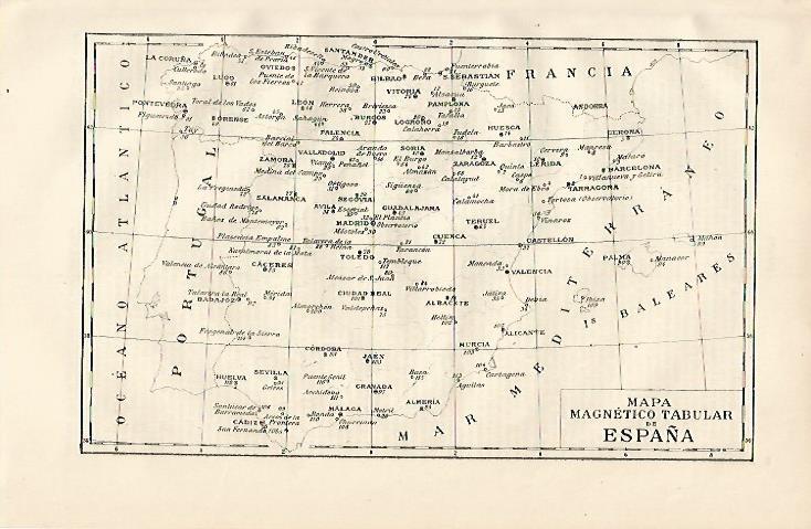 LAMINA ESPASA 10056: Mapa magnetico tabular de España