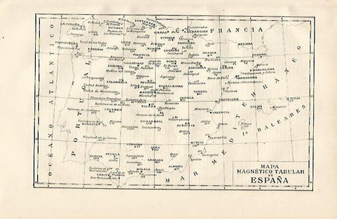 LAMINA ESPASA 10056: Mapa magnetico tabular de España