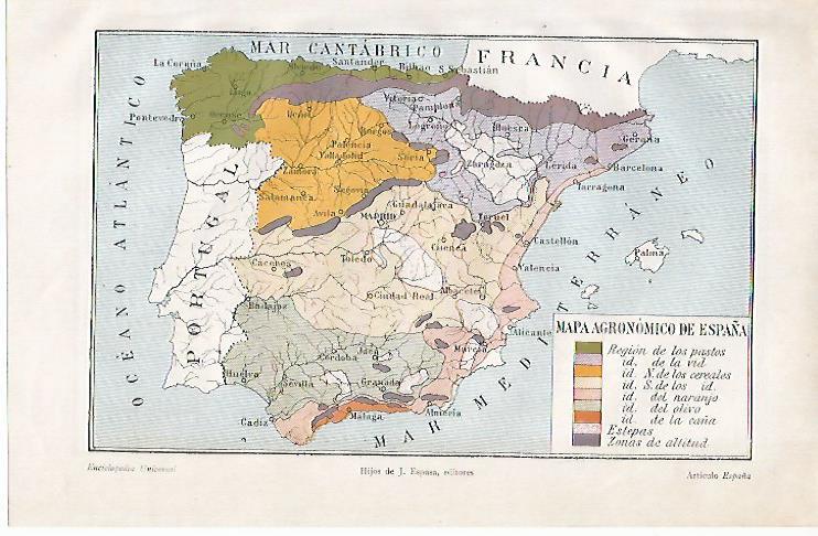 LAMINA ESPASA 10080: Mapa agronomico de España