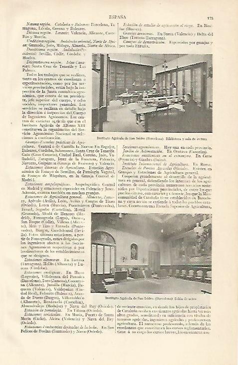LAMINA ESPASA 10083: Instituto Agricola San Isidro de Barcelona