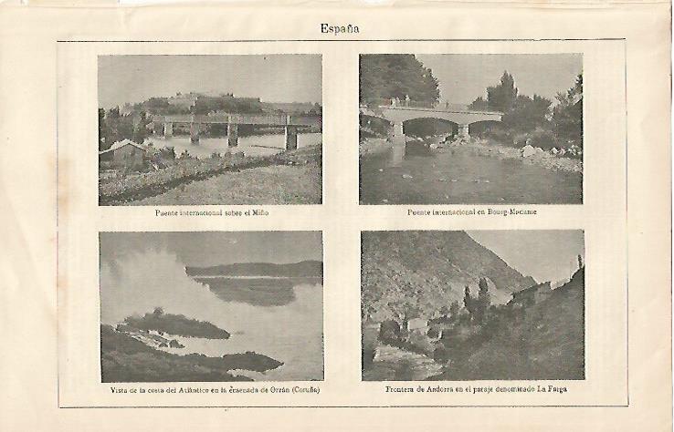 LAMINA ESPASA 10023: Puente sobre el Miño en Bour-Madame y vistas de la frontera de Andorra