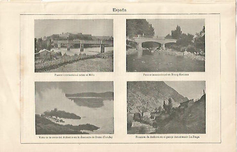 LAMINA ESPASA 10023: Puente sobre el Miño en Bour-Madame y vistas de la frontera de Andorra