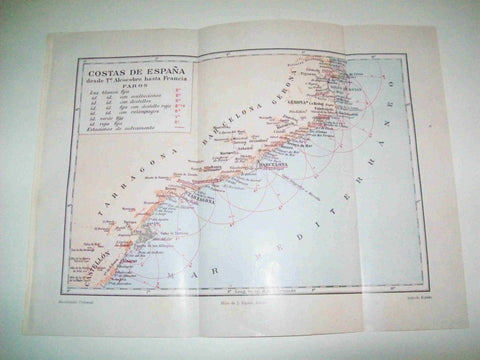 LAMINA ESPASA 10027: Mapa de las Costas de España desde Alcocebre hasta Francia