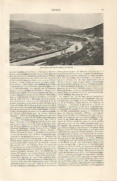 LAMINA ESPASA 10040: Rio Jucar desde Cofrentes Valencia