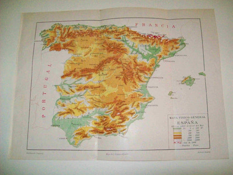LAMINA ESPASA 10038: Mapa fisico de España