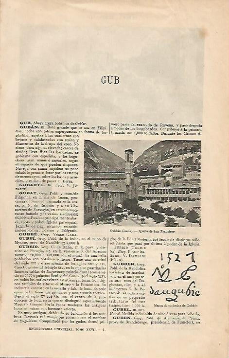 LAMINA ESPASA 507: Iglesia de San Francisco en Gubbio Italia