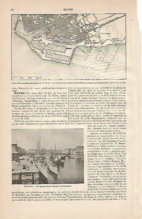 LAMINA ESPASA 528: Plano del ensanche de  Havre Francia