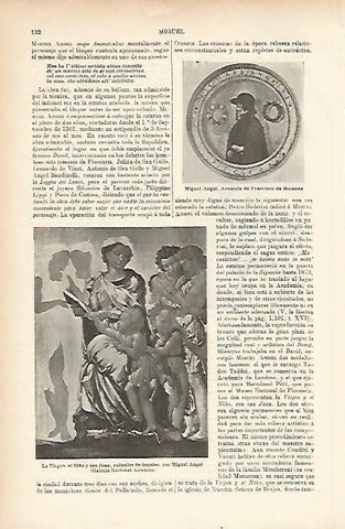 LAMINA ESPASA 5136: La Virgen el Niño y San Juan rodeados de angeles por Miguel Angel