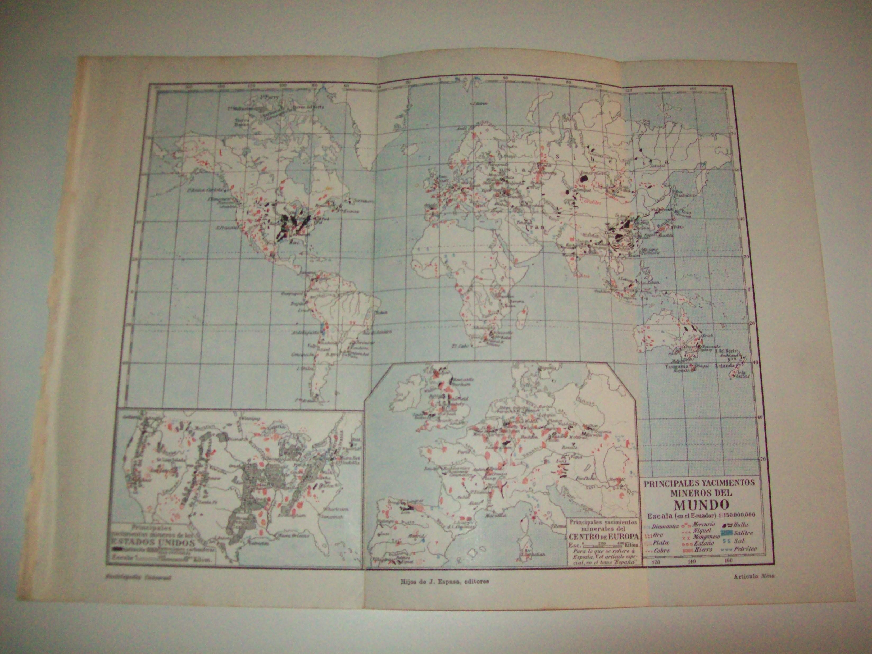 LAMINA ESPASA 5182: Mapa mundial de yacimientos mineros