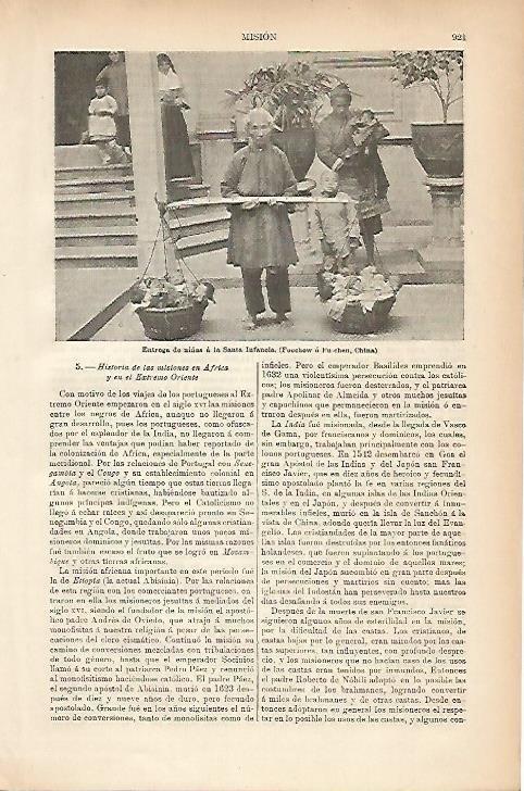LAMINA ESPASA 5254: Entrega de niñas a la Santa Infancia China