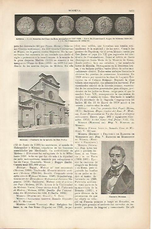 LAMINA ESPASA 5305: Iglesia de San Pedro en Modena Italia