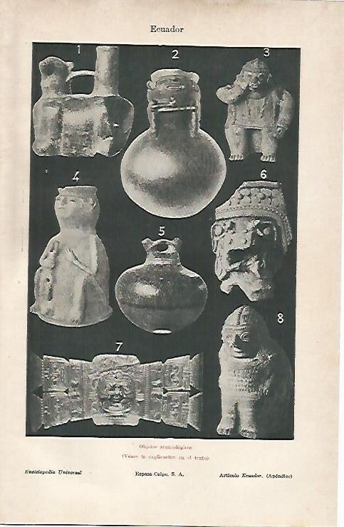 LAMINA ESPASA 5411: Objetos arqueologicos de Ecuador