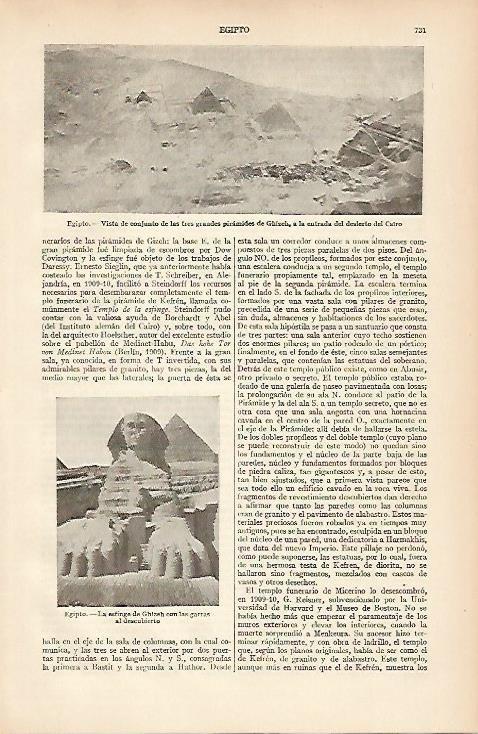 LAMINA ESPASA 5417: Vistas de las Piramides y Esfinge Egipto