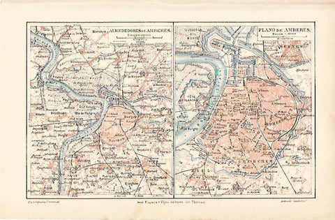 LAMINA ESPASA 5489: Mapa de Amberes Belgica