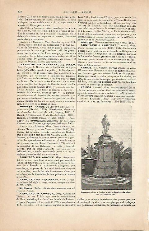 LAMINA ESPASA 5608: Monumento a E. Arnus en Badalona Barcelona