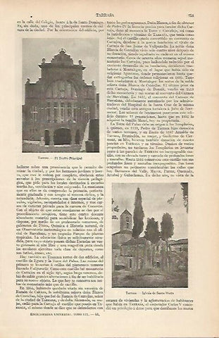 LAMINA ESPASA 5750: Teatro Principal e Iglesia de Santa Marta de Terrassa Barcelona