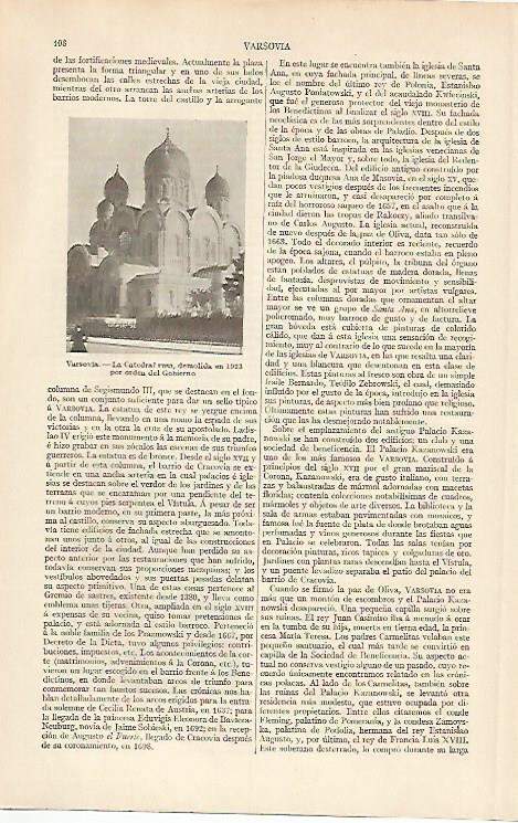 LAMINA ESPASA 5898: Catedral rusa demolida en 1923 en Varsovia Polonia