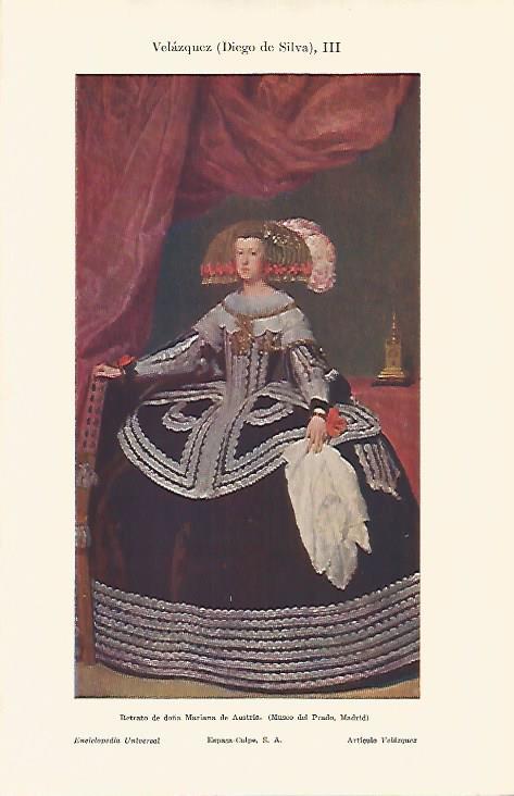 LAMINA ESPASA 5966: Retrato de Doña Mariana de Austria por Velazquez