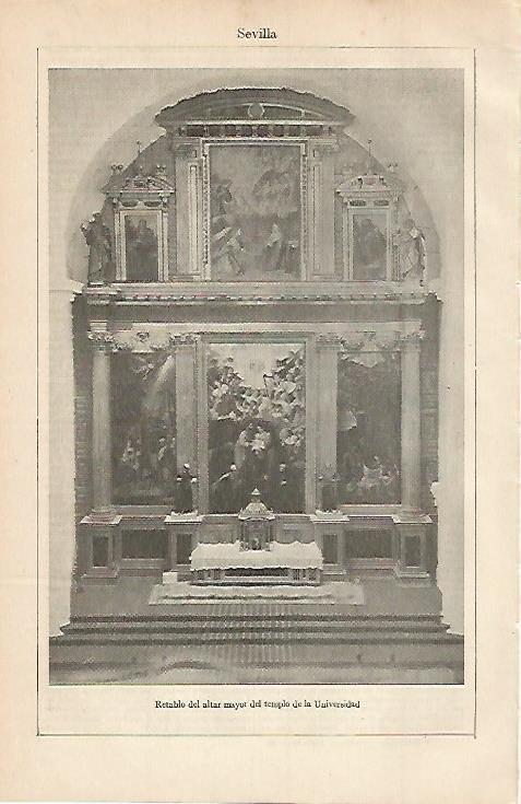 LAMINA ESPASA 565: Retablo del Altar Mayor del templo de la Universidad de Sevilla