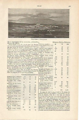 LAMINA ESPASA 5974: vista de Velez Rubio Almeria