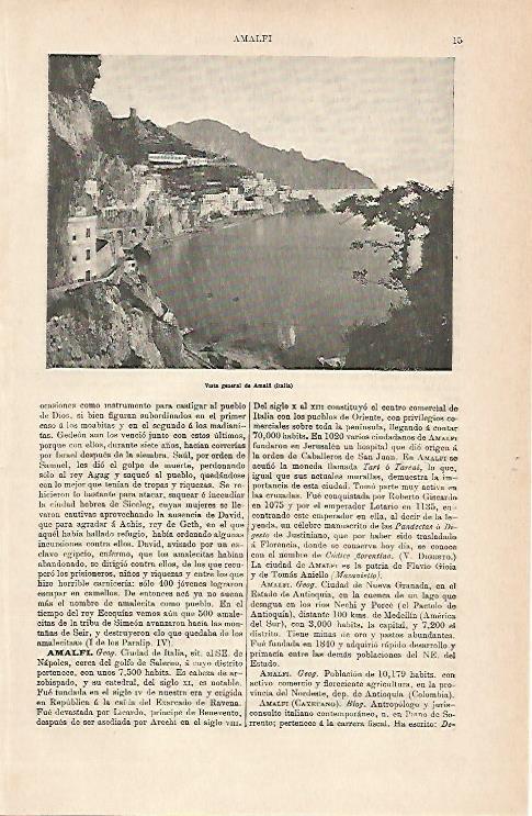 LAMINA ESPASA 5480: Vista general de Amalfi Italia