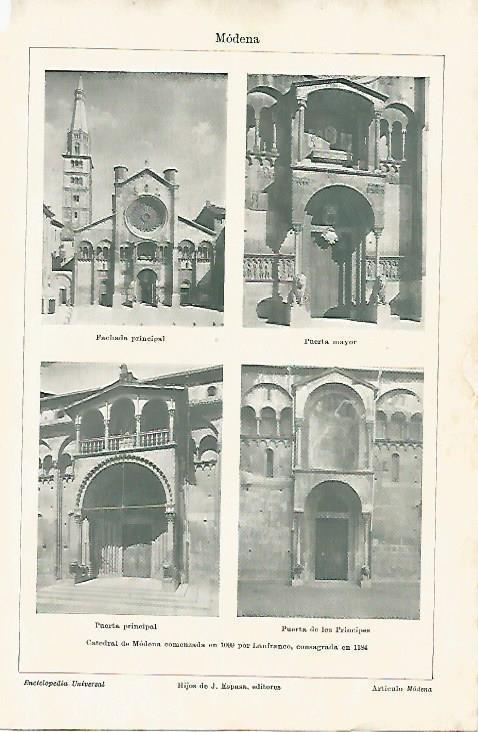 LAMINA ESPASA 5303: Vistas de Modena Italia