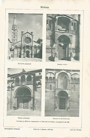LAMINA ESPASA 5303: Vistas de Modena Italia
