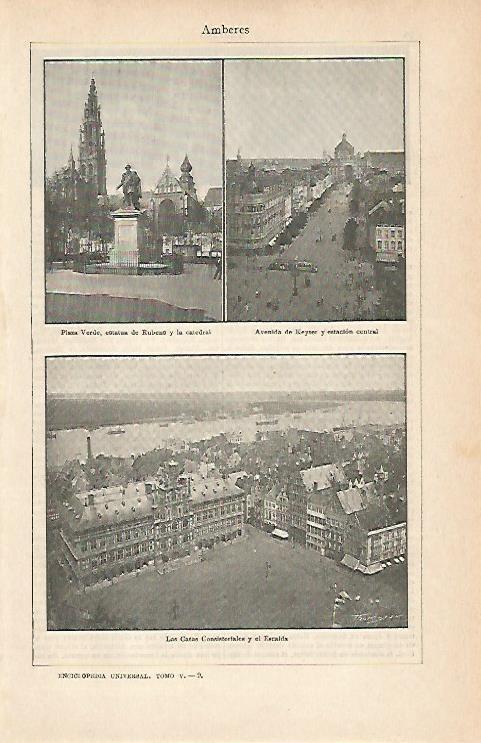 LAMINA ESPASA 5490: Vistas de Amberes Belgica