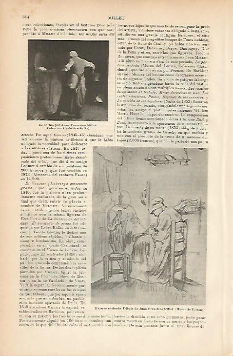 LAMINA ESPASA 5176: El horno y Mujeres cosiendo de J. F. Millet