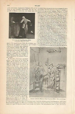 LAMINA ESPASA 5176: El horno y Mujeres cosiendo de J. F. Millet