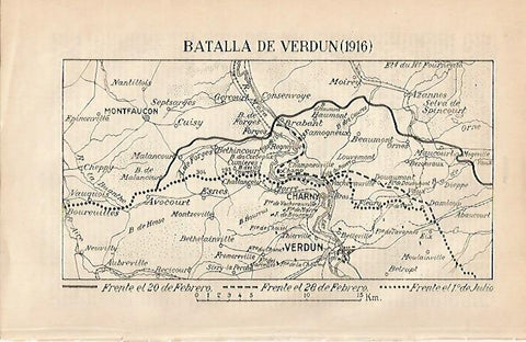 LAMINA ESPASA 503: Mapa de la Batalla de Verdun 1916