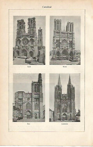 LAMINA ESPASA 3005: Catedral de Laon Reims Sens y Cautances