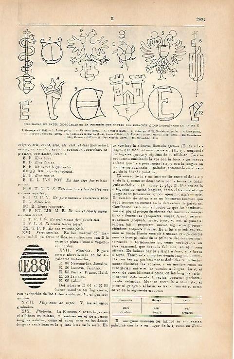 LAMINA ESPASA 3209: Filigranas de papel con la letra E