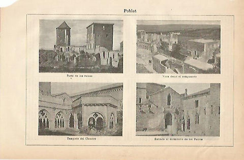 LAMINA ESPASA 3317: Vistas diversas del Monasterio de Poblet