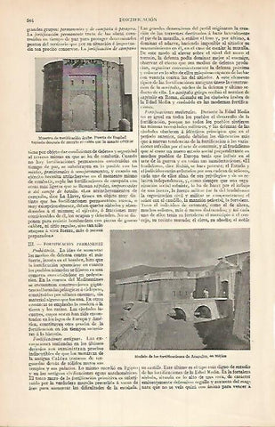 LAMINA ESPASA 3433: Fortificacion arabe y fortificacion de Acapulco Mexico