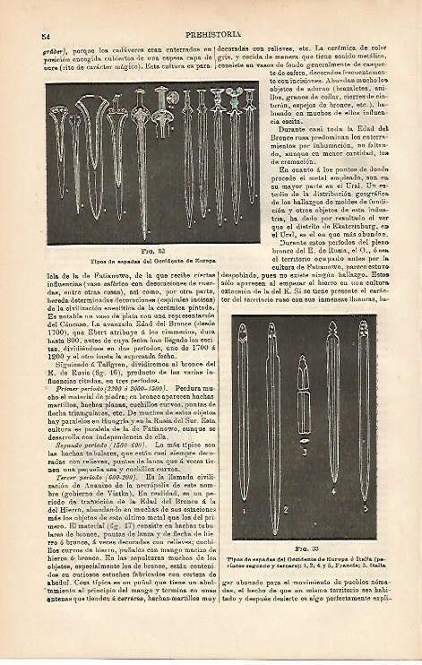 LAMINA ESPASA 3566: Tipos de espadas prehistoricas