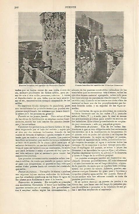 LAMINA ESPASA 3690: Puente levadizo del castillo de Sarteano Italia y del Castillo del Principe en La Habana