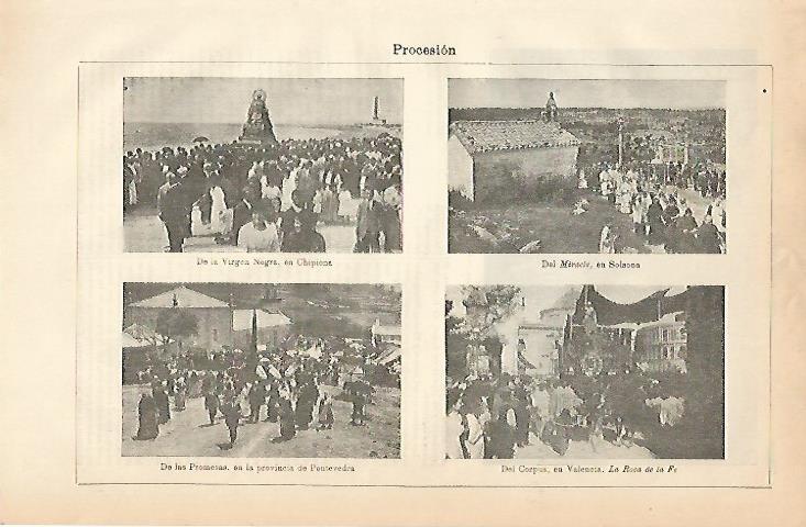LAMINA ESPASA 3641: Procesion de Solsona Chipiona Pontevedra y Valencia