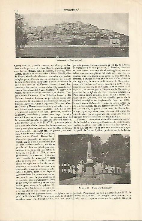 LAMINA ESPASA 3776: Vistas de Puigcerda Lleida