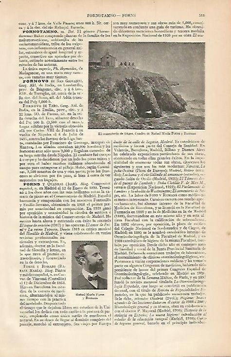 LAMINA ESPASA 3426: El cementerio de Sitges por R. M. Forns
