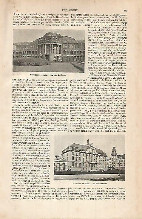 LAMINA ESPASA 3469: Edificios de Francfort del Main o Frankfurt Alemania