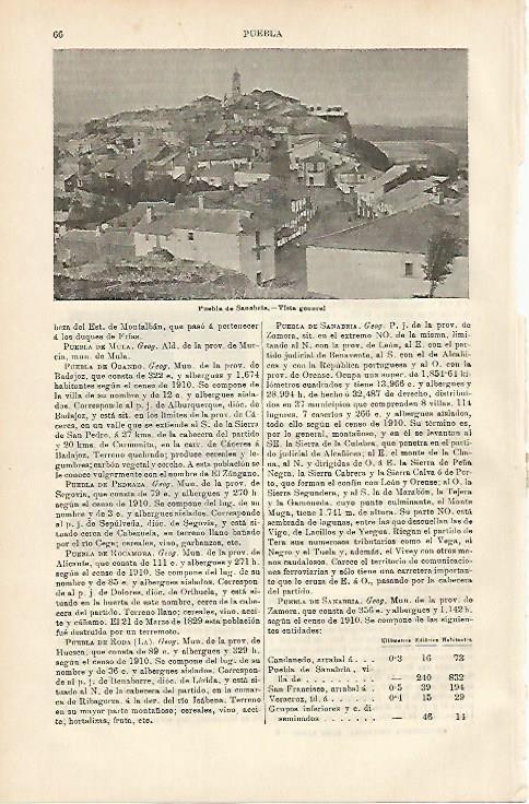LAMINA ESPASA 3683: Vista general de Puebla de Sanabria Zamora