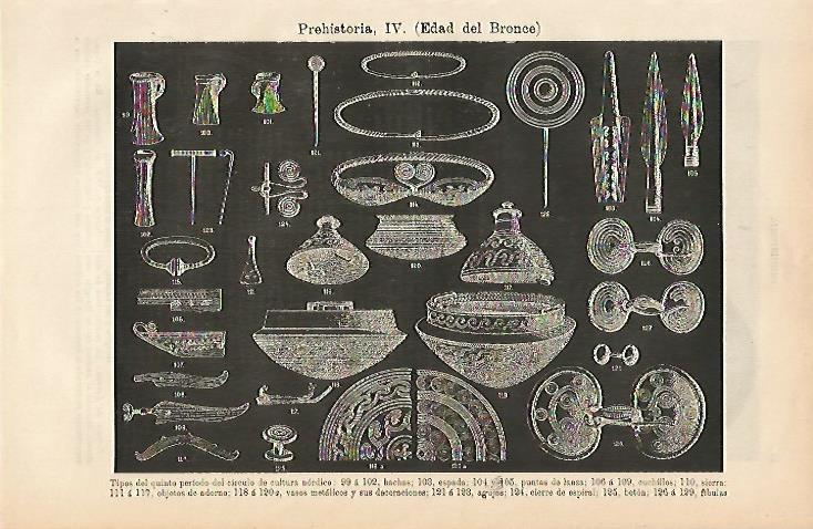 LAMINA ESPASA 3564: Tipos del quinto periodo de cultura nordica de la Edad de Bronce