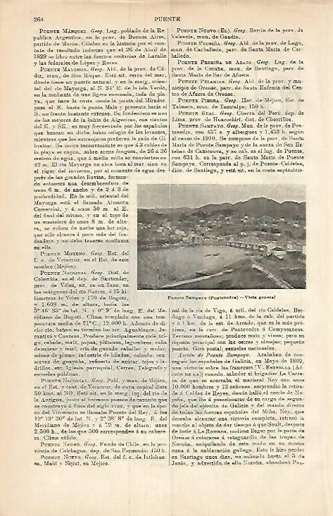 LAMINA ESPASA 3728: Vista general de Puente Sampayo Pontevedra
