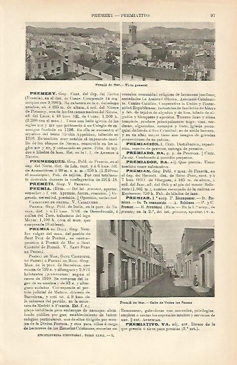 LAMINA ESPASA 3574: Vista general de Premia de Mar Barcelona