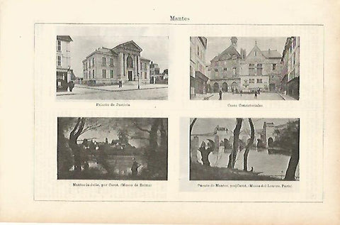 LAMINA ESPASA 3996: Vistas de Mantes Francia