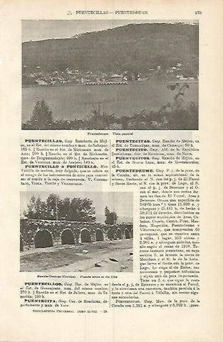 LAMINA ESPASA 3732: Vista general de Puentedeume La Coruña