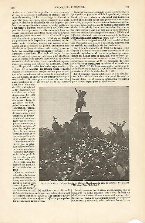 LAMINA DE ESPASA 338: Aniversario de la Independencia de Chile