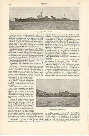 LAMINA DE ESPASA 368: Crucero japones Furulaka y Destructor japones Umikase
