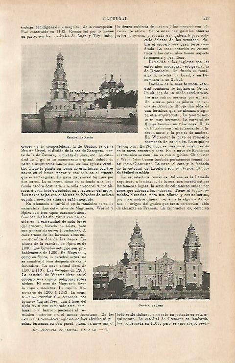LAMINA ESPASA 3002: Catedral de Kasan y Catedral de Lima